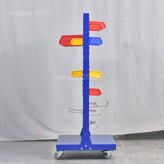 wqjedwqd01328 Blue 3-Tier Material Rack with Optional Wheels - Heavy-Duty Steel Shelving for Auto Parts & Mechanic Garages