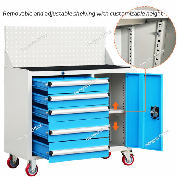 Adjustable shelving mobile workshop trolleys