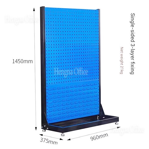 1450mm Heavy Duty Industrial Tool Rack | Freestanding Metal Pegboard & Louvered Panel Stand for Workshop 5S Storage