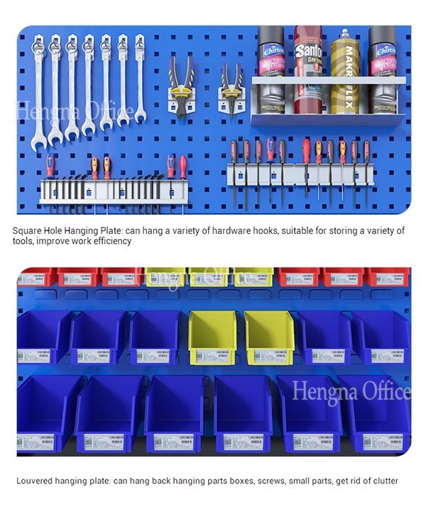 steel square-hole pegboard for workshop tools