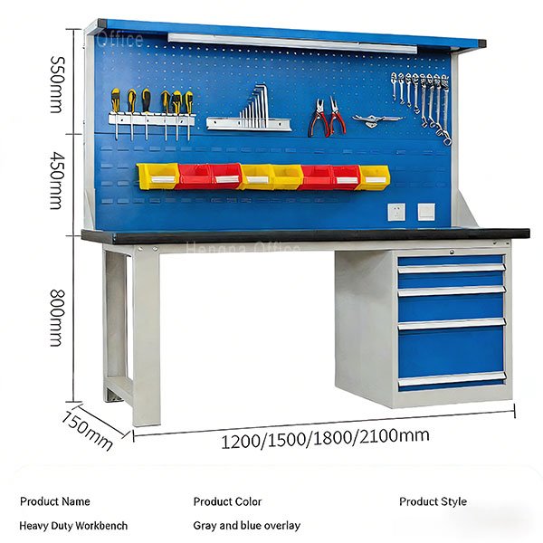 OEM Heavy Duty ESD Workbench with Pegboard and LED Light for Electronics Assembly Line
