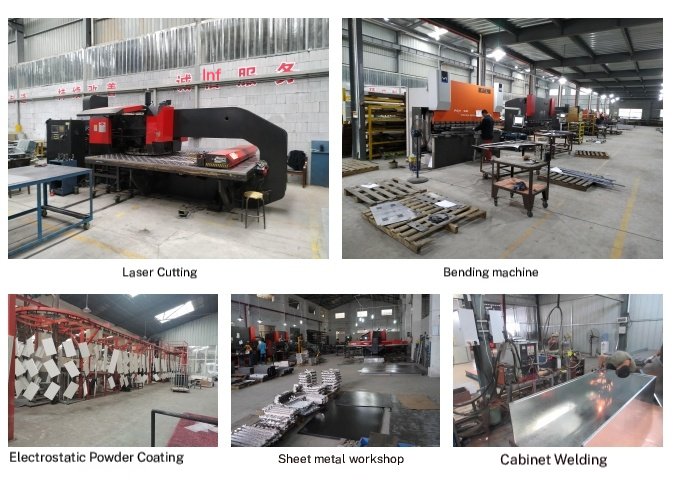 Precision sheet metal bending and welding process at the Luoyang Hengna industrial furniture factory.
